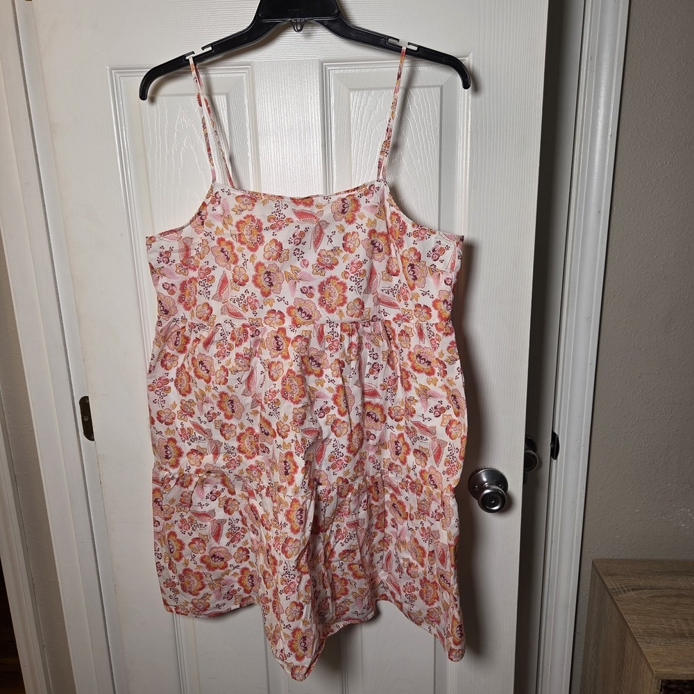 Loft sz XL mini sundress floral butterfly print tiered 100% cotton casual garden